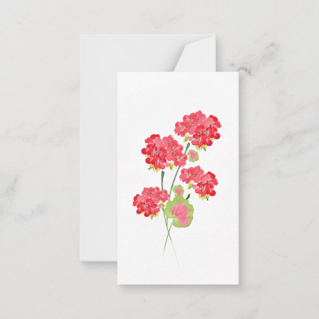 Carte De Correspondance Aquarelle Geraniums tiges (Devant)