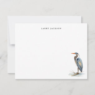 Carte De Correspondance Aquarelle Grand Héron Oiseau Personnalisé Plat