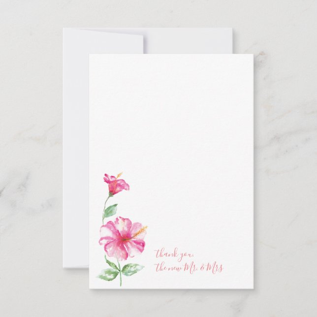 Carte De Correspondance Aquarelle Hibiscus Merci papeterie (Devant)