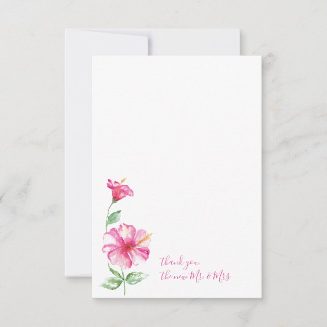 Carte De Correspondance Aquarelle Hibiscus Merci papeterie (Devant)
