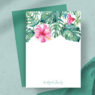 Carte De Correspondance Aquarelle Hibiscus papier à lettres personnalisé