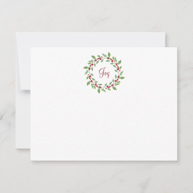 Carte De Correspondance Aquarelle Holly Wreath (Devant)