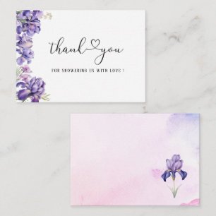 Carte De Correspondance Aquarelle Iris Lilac Fleur douche nuptiale