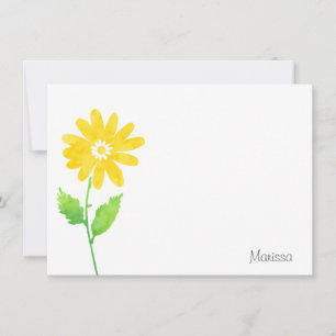 Carte De Correspondance Aquarelle jaune teint marguerite