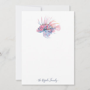 Carte De Correspondance Aquarelle Lionfish Papier à lettres personnalisé