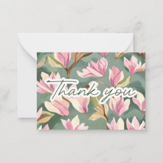 Carte De Correspondance Aquarelle Magnolias de Gratitude Merci Note