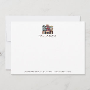 Carte De Correspondance Aquarelle Maisons Agent immobilier personnalisé