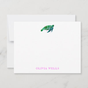 Carte De Correspondance Aquarelle Merci de tortue marine
