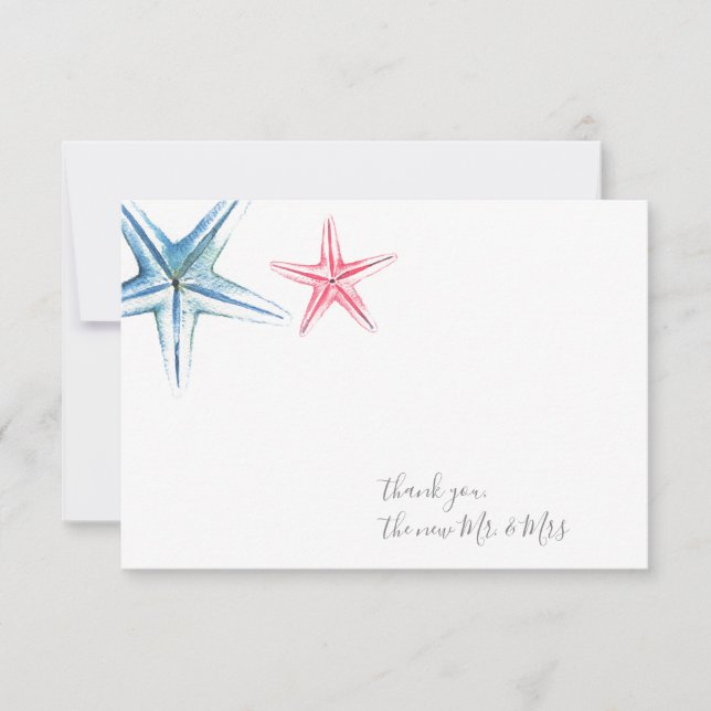 Carte De Correspondance Aquarelle Merci Starfish (Devant)
