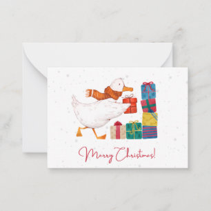 Carte De Correspondance Aquarelle mignonne Noël d'oie illustrée