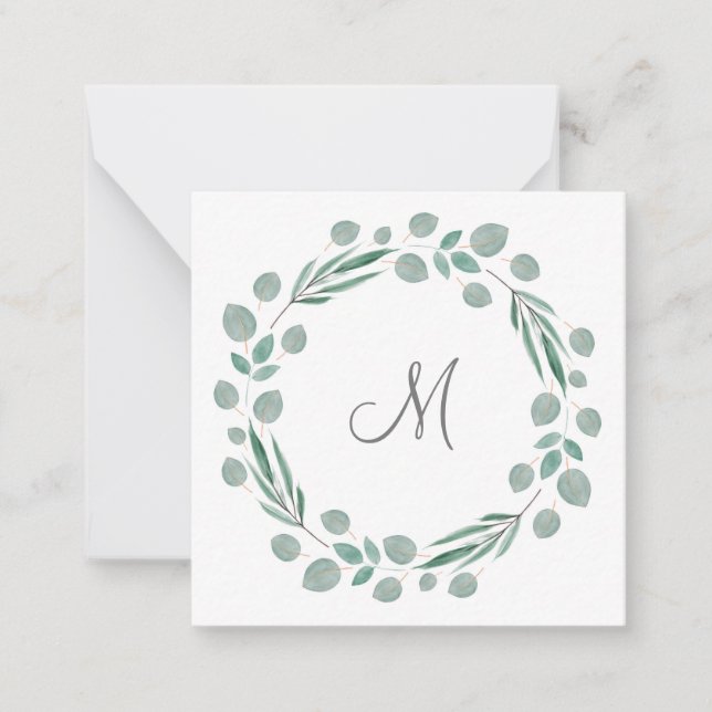 Carte De Correspondance Aquarelle 'Mixte Feuille Eucalyptus' (Devant)