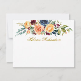 Carte De Correspondance Aquarelle Mixte Floral Or Personnalisé