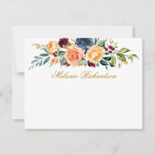 Carte De Correspondance Aquarelle Mixte Floral Or Personnalisé