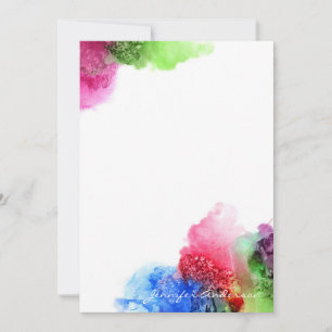 Carte De Correspondance Aquarelle Moderne Bleu Vert Rouge Personnalisé