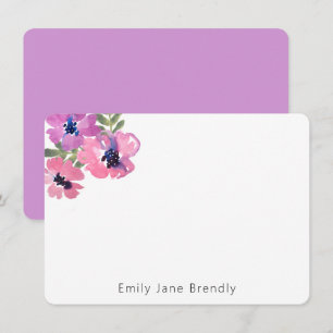 Carte De Correspondance Aquarelle moderne personnalisée Rose Floral