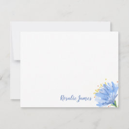 Carte De Correspondance Aquarelle moderne simple Fleur bleue personnalisée
