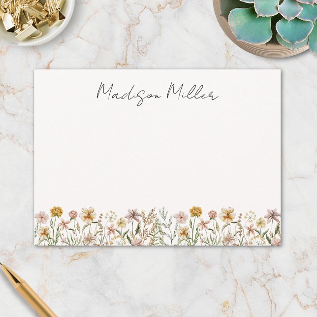 Carte De Correspondance Aquarelle monogramme Fleur sauvage Floral de prair (In situ)