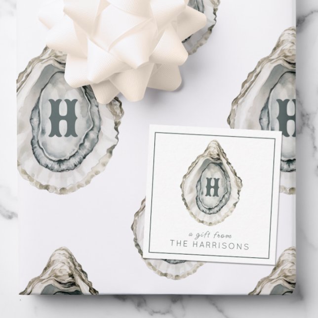 Carte De Correspondance Aquarelle Monogramme Huître côtière (Créateur téléchargé)