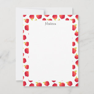Carte De Correspondance Aquarelle Motif de pomme rouge