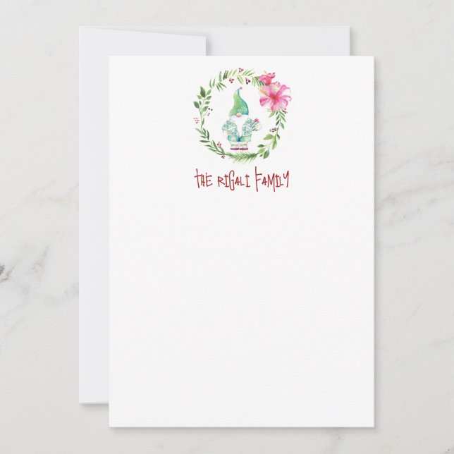 Carte De Correspondance Aquarelle Noël Gnome Papeterie personnalisée (Devant)