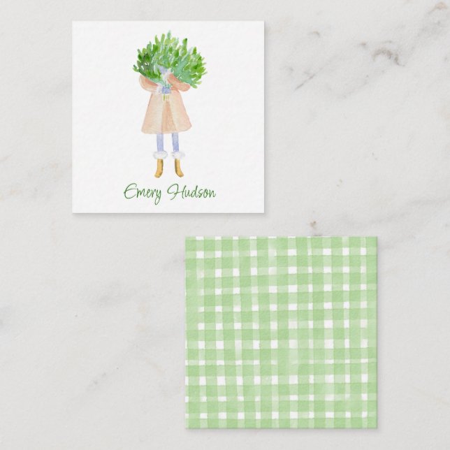 Carte De Correspondance Aquarelle Noël Mode fille Enceinte cadeau (Devant / Derrière)