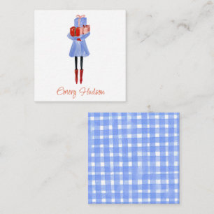 Carte De Correspondance Aquarelle Noël Mode fille Enceinte cadeau