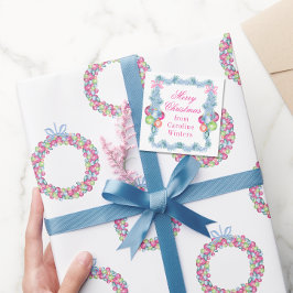 Carte De Correspondance Aquarelle Noël Tinsel coloré Baubles