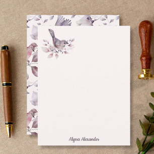 Carte De Correspondance Aquarelle Oiseau Stylish Feminine tendance Rose Bl