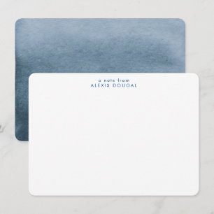 Carte De Correspondance Aquarelle Ombre Bleu Côtier Minimal Personnel