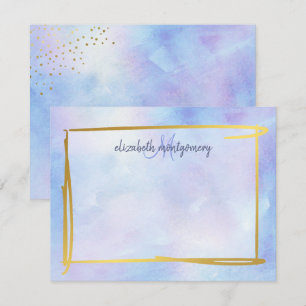 Carte De Correspondance Aquarelle Ombre bleu violet or personnalisé