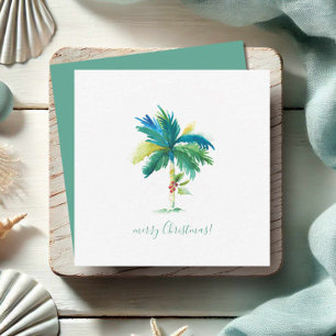 Carte De Correspondance Aquarelle Palm Tree Tropical Mini Noël