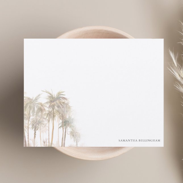 Carte De Correspondance Aquarelle Palm Trees Personnalisé (Watercolor Palm Trees Personalized Note Card)