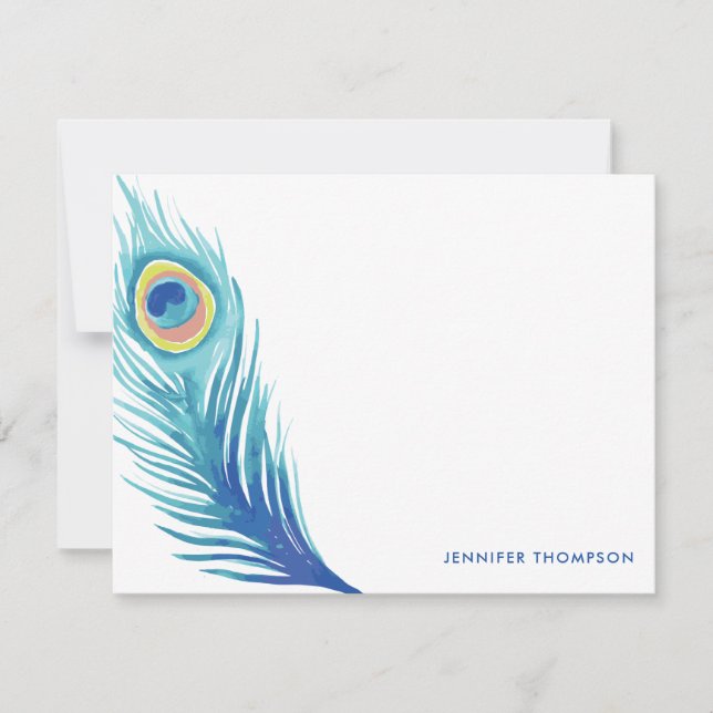 Carte De Correspondance Aquarelle Peacock Feather (Devant)