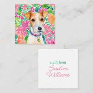 Carte De Correspondance Aquarelle Preppy Palm Beach Fox Terrier Chien cade
