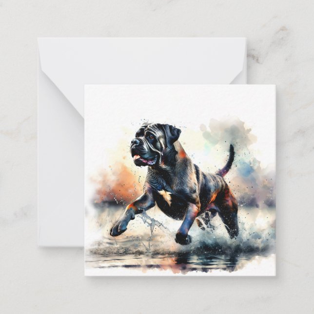 Carte De Correspondance Aquarelle puissante Canne Corso chien (Devant)