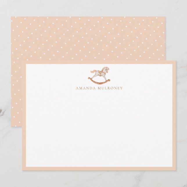 Carte De Correspondance Aquarelle Rocse Baby shower  Merci (Devant / Derrière)