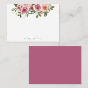 Carte De Correspondance Aquarelle rose Chic Floral Petit