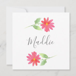 Carte De Correspondance Aquarelle rose corail
