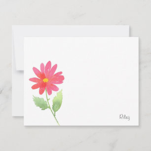 Carte De Correspondance Aquarelle rose corail