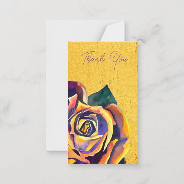 Carte De Correspondance Aquarelle Rose d'or (Devant)