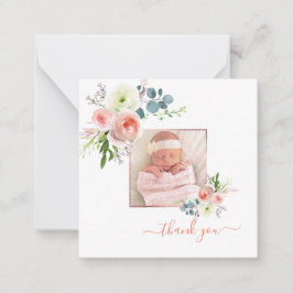 Carte De Correspondance Aquarelle rose pâle Peonies Merci bébé
