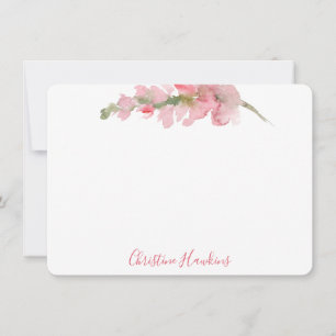 Carte De Correspondance Aquarelle rose pâle personnalisée Fleur fleurie