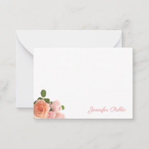 Carte De Correspondance Aquarelle Rose Pastel Couleurs tendance manuscrite