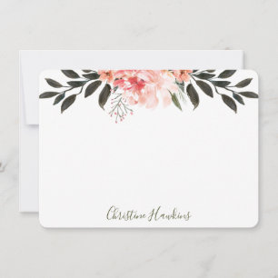 Carte De Correspondance Aquarelle rose personnalisée Flore verte moderne