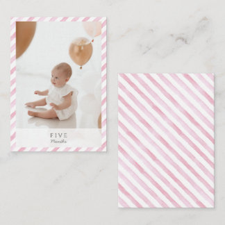 Carte De Correspondance Aquarelle rose rayée 1er anniversaire Jalon