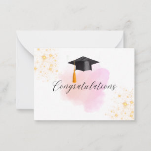 Carte De Correspondance Aquarelle rose simple et minimaliste brillant doré