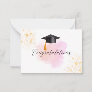 Carte De Correspondance Aquarelle rose simple et minimaliste brillant doré