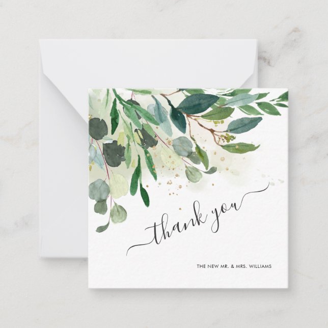 Carte De Correspondance Aquarelle Rustique Blue Gum Eucalyptus merci (Devant)