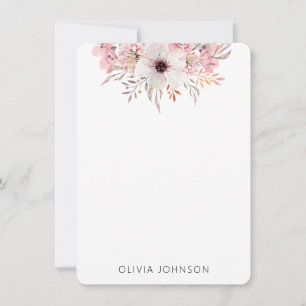 Carte De Correspondance Aquarelle Rustique Rose Floral Personnalisé