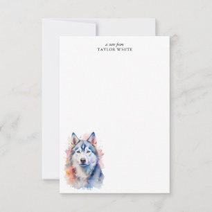 Carte De Correspondance Aquarelle Sibérie Husky Chien Merci personnalisé